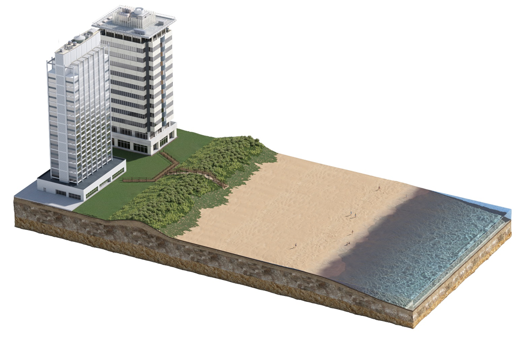 A conceptual rendering of the South Padre Island Beach Nourishment Project.
